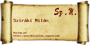 Sziráki Milán névjegykártya