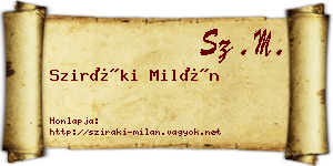 Sziráki Milán névjegykártya