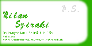 milan sziraki business card