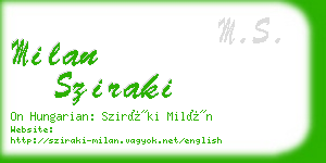 milan sziraki business card